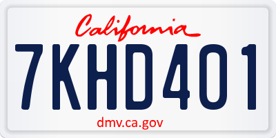 CA license plate 7KHD401