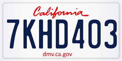 CA license plate 7KHD403
