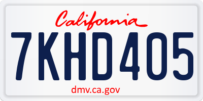CA license plate 7KHD405