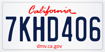 CA license plate 7KHD406