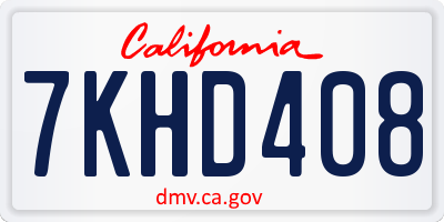 CA license plate 7KHD408