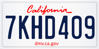 CA license plate 7KHD409
