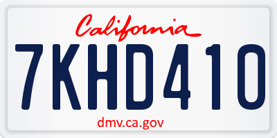 CA license plate 7KHD410