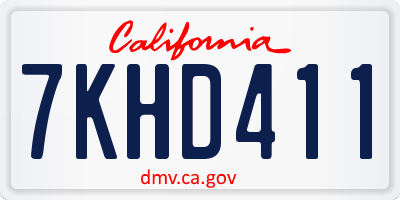 CA license plate 7KHD411