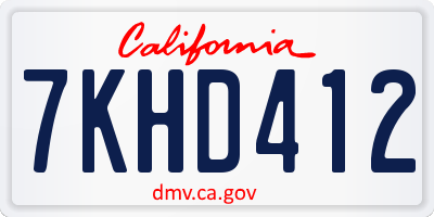 CA license plate 7KHD412