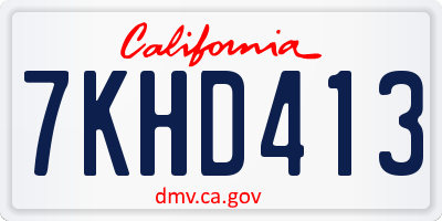 CA license plate 7KHD413