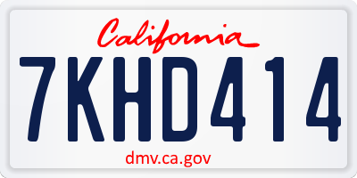 CA license plate 7KHD414