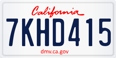 CA license plate 7KHD415