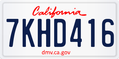 CA license plate 7KHD416