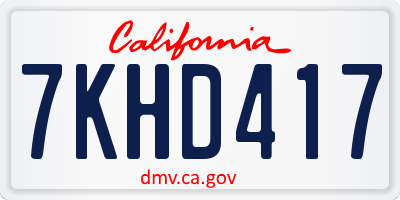 CA license plate 7KHD417