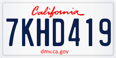 CA license plate 7KHD419