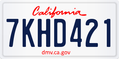 CA license plate 7KHD421