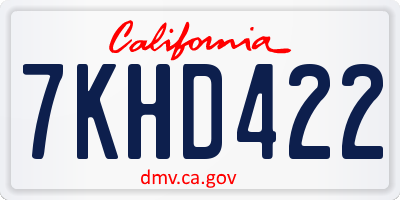 CA license plate 7KHD422
