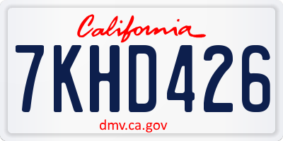 CA license plate 7KHD426