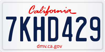 CA license plate 7KHD429