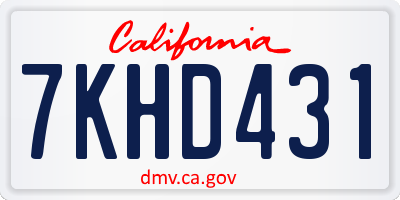 CA license plate 7KHD431
