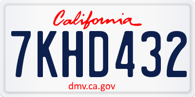 CA license plate 7KHD432