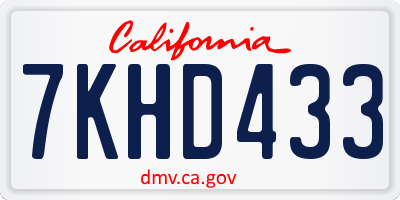 CA license plate 7KHD433