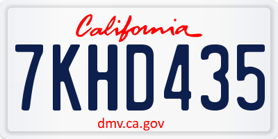 CA license plate 7KHD435