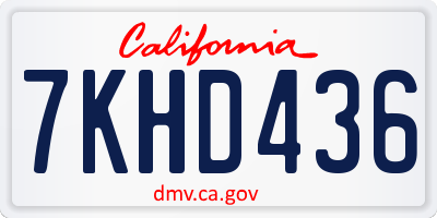 CA license plate 7KHD436