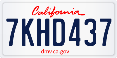 CA license plate 7KHD437