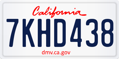 CA license plate 7KHD438