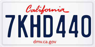 CA license plate 7KHD440