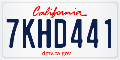 CA license plate 7KHD441
