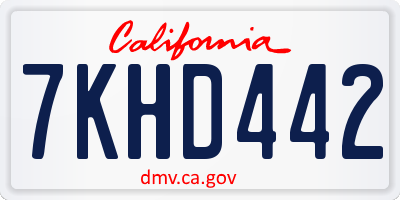 CA license plate 7KHD442