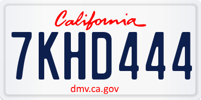 CA license plate 7KHD444