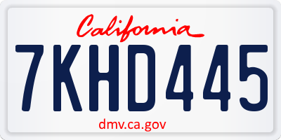 CA license plate 7KHD445