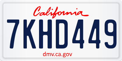 CA license plate 7KHD449