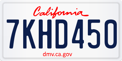 CA license plate 7KHD450