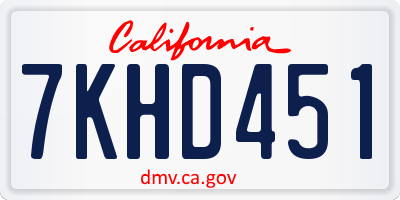 CA license plate 7KHD451