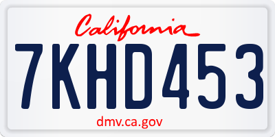 CA license plate 7KHD453