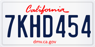 CA license plate 7KHD454