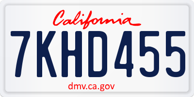 CA license plate 7KHD455