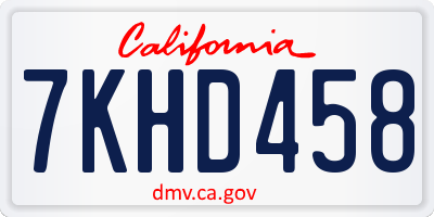 CA license plate 7KHD458