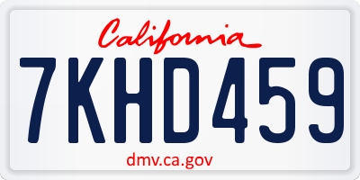 CA license plate 7KHD459