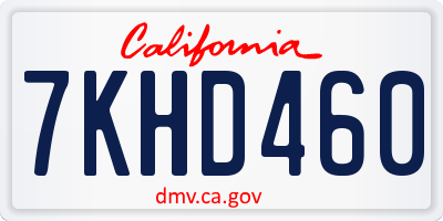 CA license plate 7KHD460
