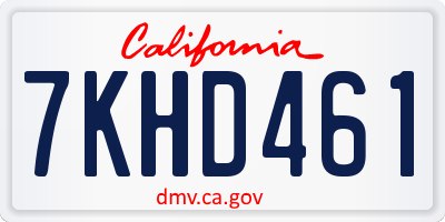 CA license plate 7KHD461