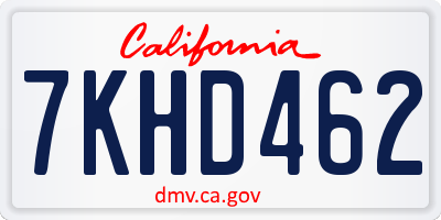 CA license plate 7KHD462