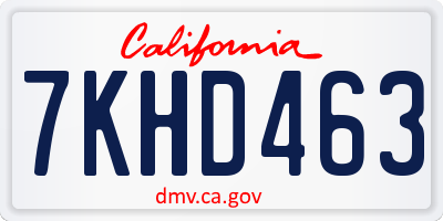 CA license plate 7KHD463