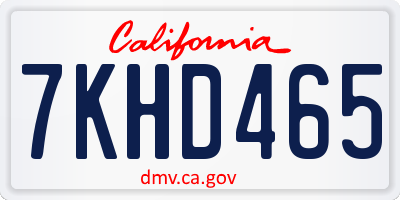 CA license plate 7KHD465
