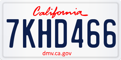 CA license plate 7KHD466