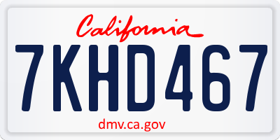 CA license plate 7KHD467