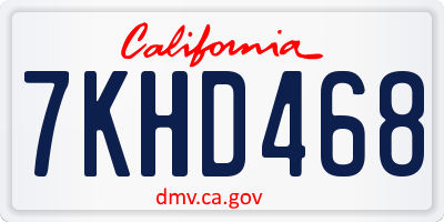 CA license plate 7KHD468