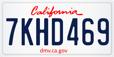 CA license plate 7KHD469