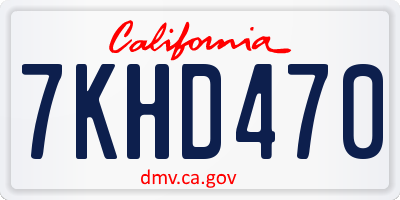 CA license plate 7KHD470