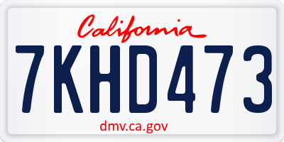 CA license plate 7KHD473